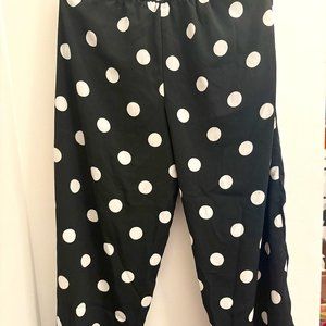 ZARA Women Pants Black White Polka Dot High Rise Cropped Culotte